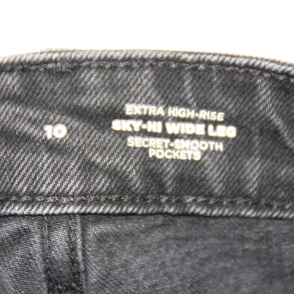 Old Navy Extra High-Rise Sky-Hi Wide-Leg Jeans Women's 10 Faded Black Wash NEW - Picture 8 of 10